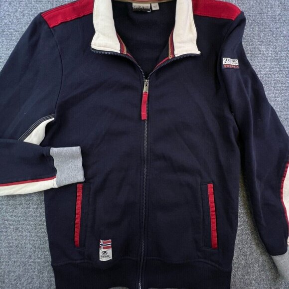 Napapijri Geography Turkey Made Full Zip Jacket Navy Blue w Pockets, Logo Medium - Picture 1 of 12